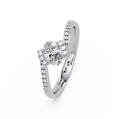 Oval Lab Grown Diamond Bypass Engagement Ring - HIGHCARAT DIAMONDS