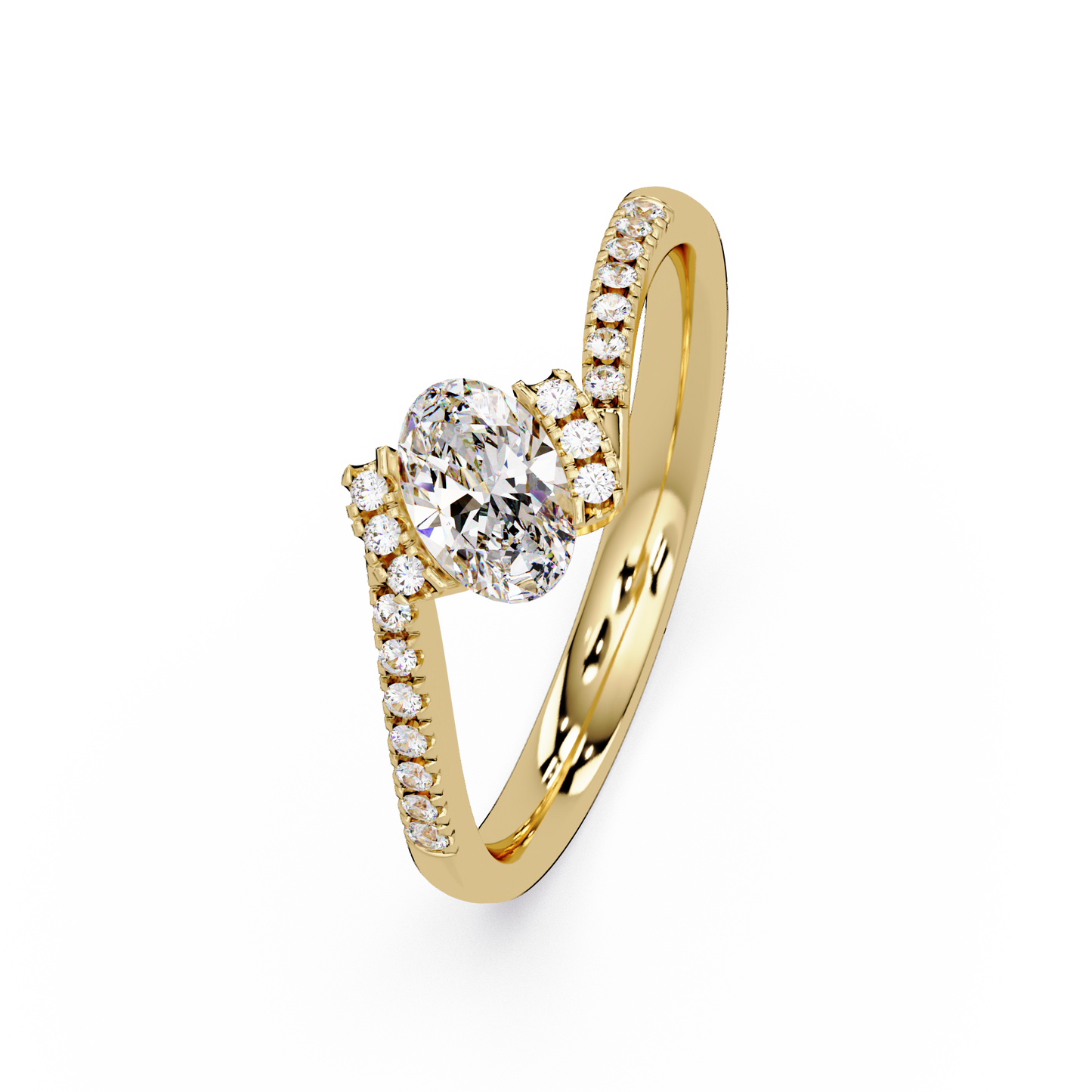 Oval Lab Grown Diamond Bypass Engagement Ring - HIGHCARAT DIAMONDS