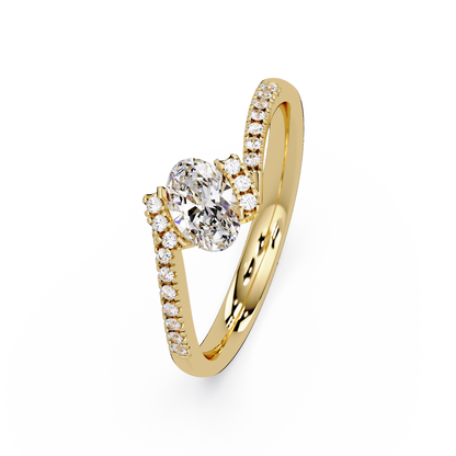 Oval Lab Grown Diamond Bypass Engagement Ring - HIGHCARAT DIAMONDS