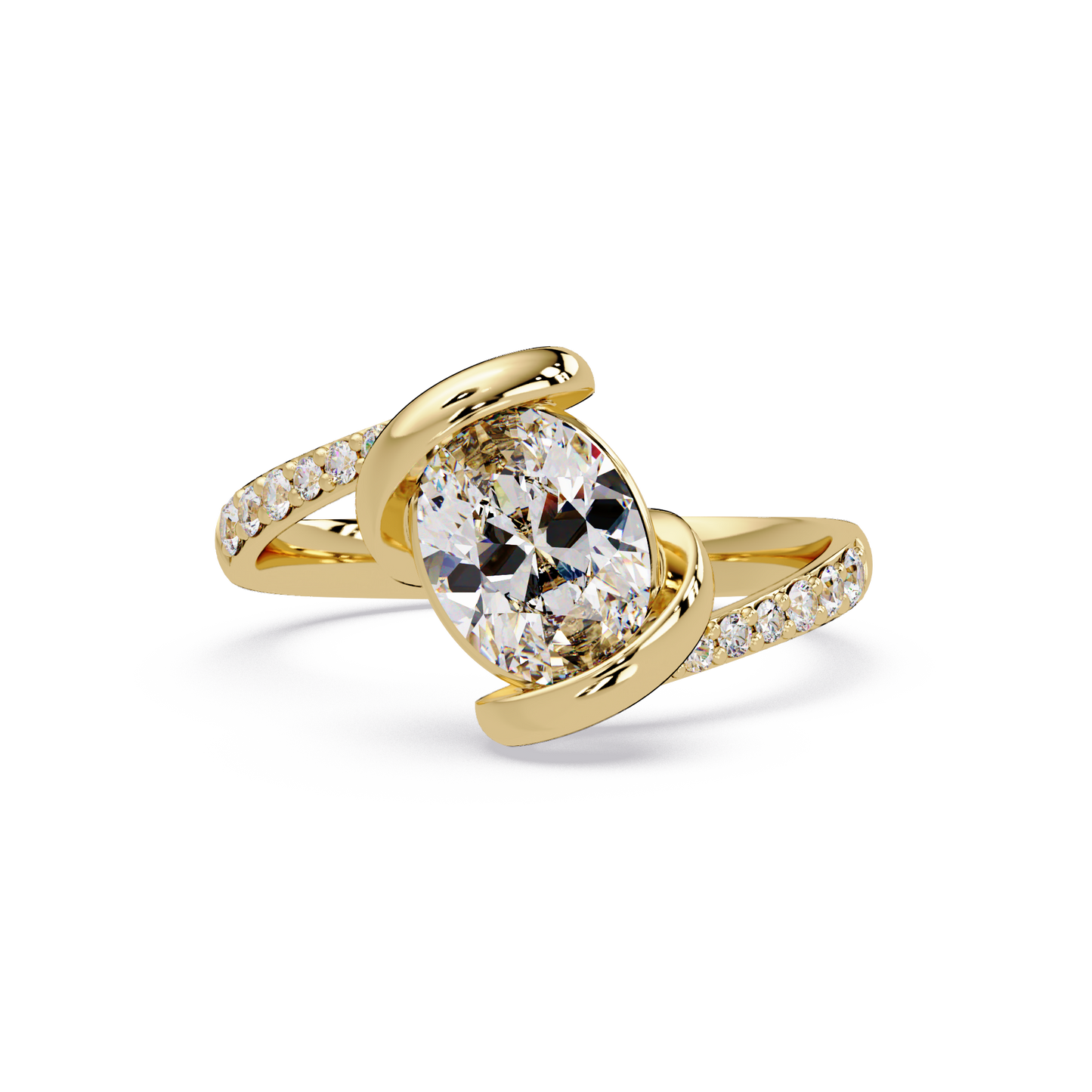Oval Lab Grown Diamond Bypass Twist Ring - HIGHCARAT DIAMONDS