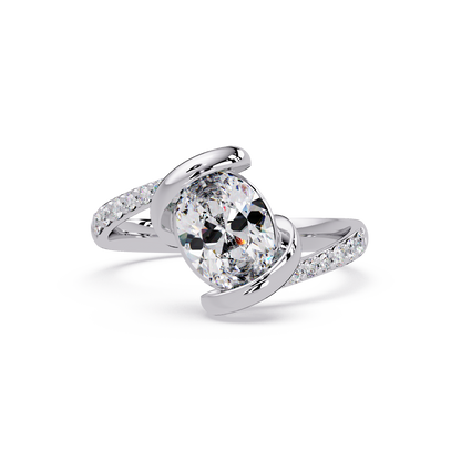 Oval Lab Grown Diamond Bypass Twist Ring - HIGHCARAT DIAMONDS