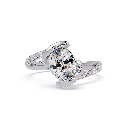 Oval Lab Grown Diamond Bypass Twist Ring - HIGHCARAT DIAMONDS