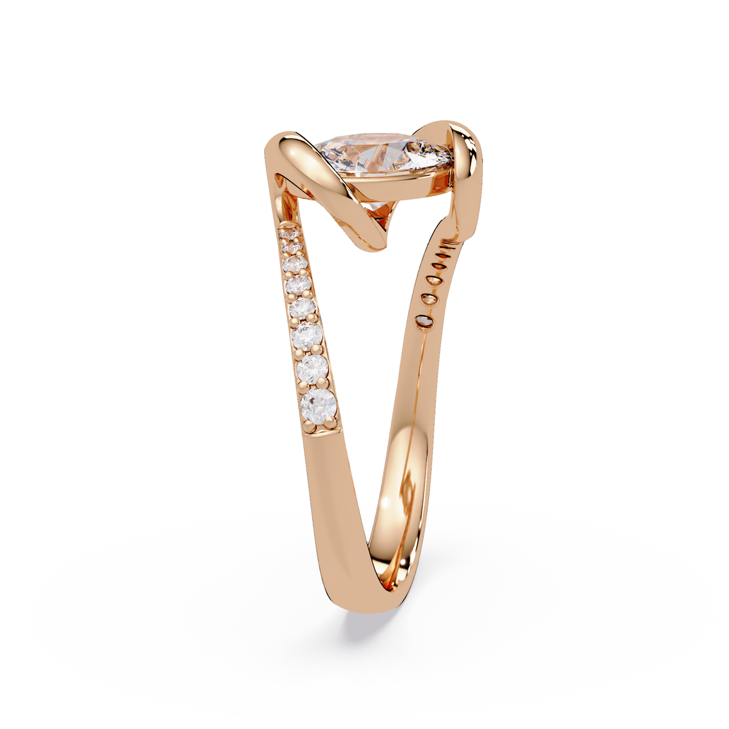 Oval Lab Grown Diamond Bypass Twist Ring - HIGHCARAT DIAMONDS
