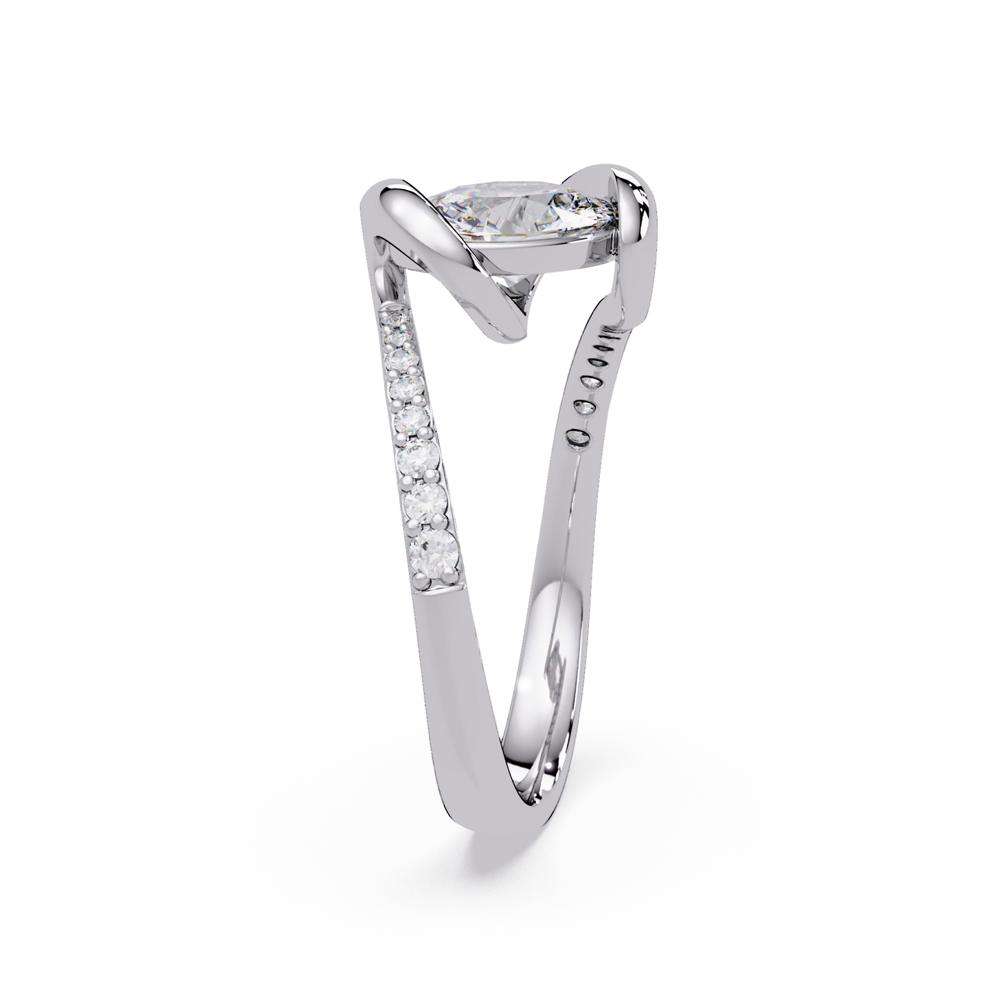 Oval Lab Grown Diamond Bypass Twist Ring - HIGHCARAT DIAMONDS