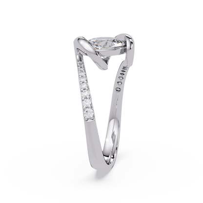Oval Lab Grown Diamond Bypass Twist Ring - HIGHCARAT DIAMONDS