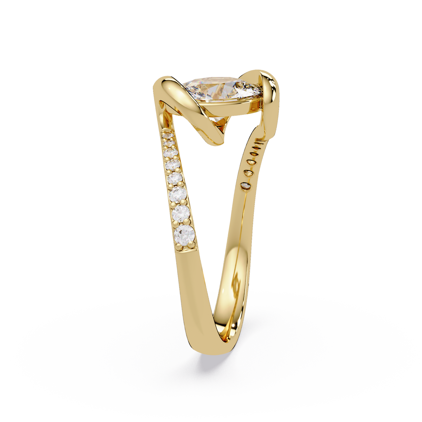 Oval Lab Grown Diamond Bypass Twist Ring - HIGHCARAT DIAMONDS