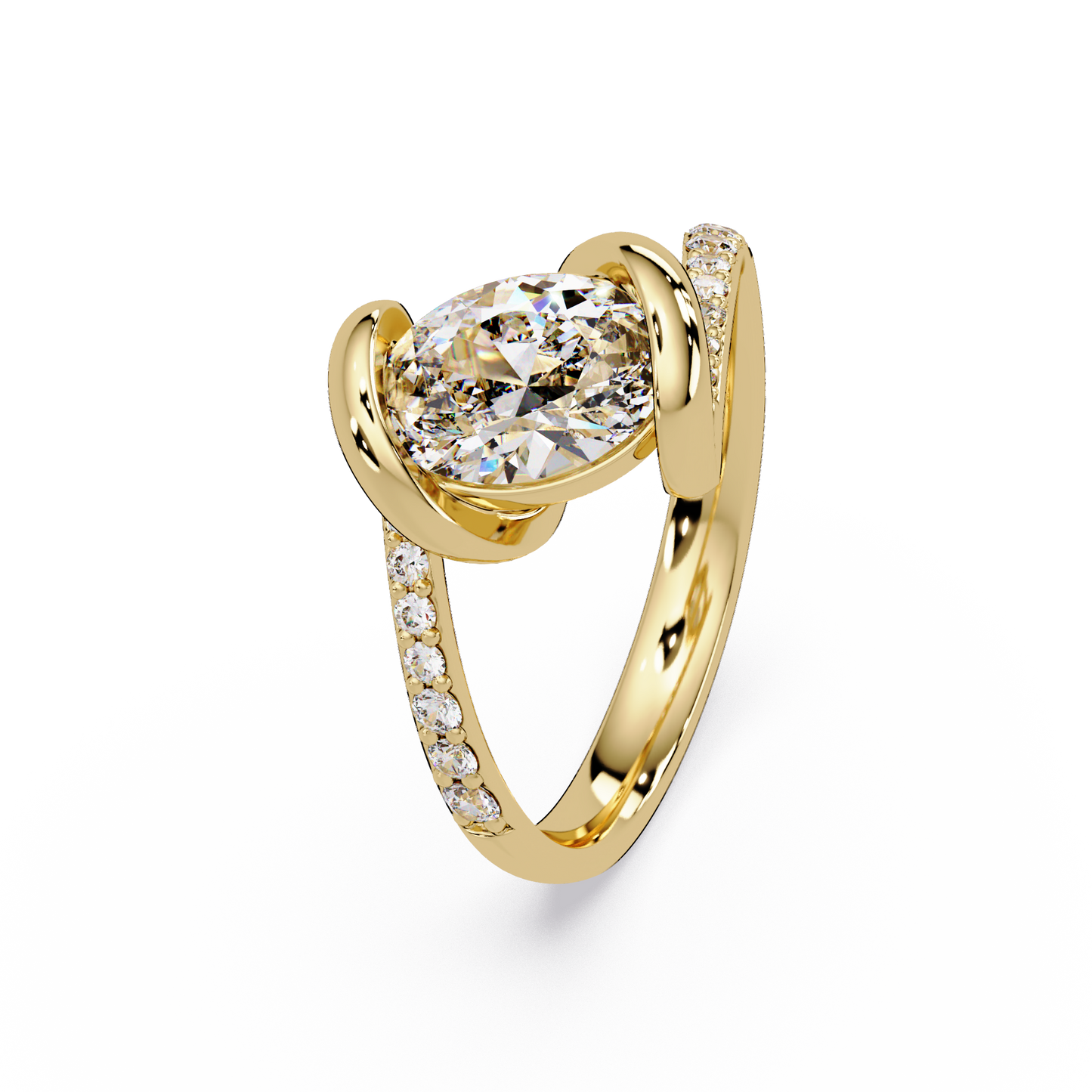 Oval Lab Grown Diamond Bypass Twist Ring - HIGHCARAT DIAMONDS