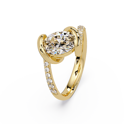 Oval Lab Grown Diamond Bypass Twist Ring - HIGHCARAT DIAMONDS