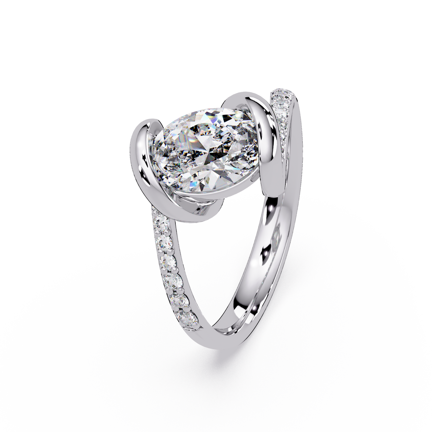 Oval Lab Grown Diamond Bypass Twist Ring - HIGHCARAT DIAMONDS