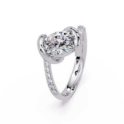 Oval Lab Grown Diamond Bypass Twist Ring - HIGHCARAT DIAMONDS