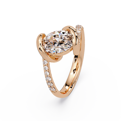 Oval Lab Grown Diamond Bypass Twist Ring - HIGHCARAT DIAMONDS