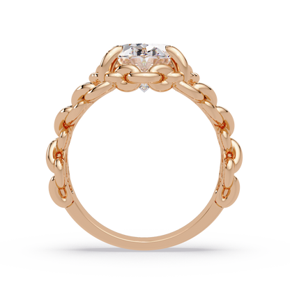 Oval Lab Grown Diamond Chain-Link Style Ring - HIGHCARAT DIAMONDS