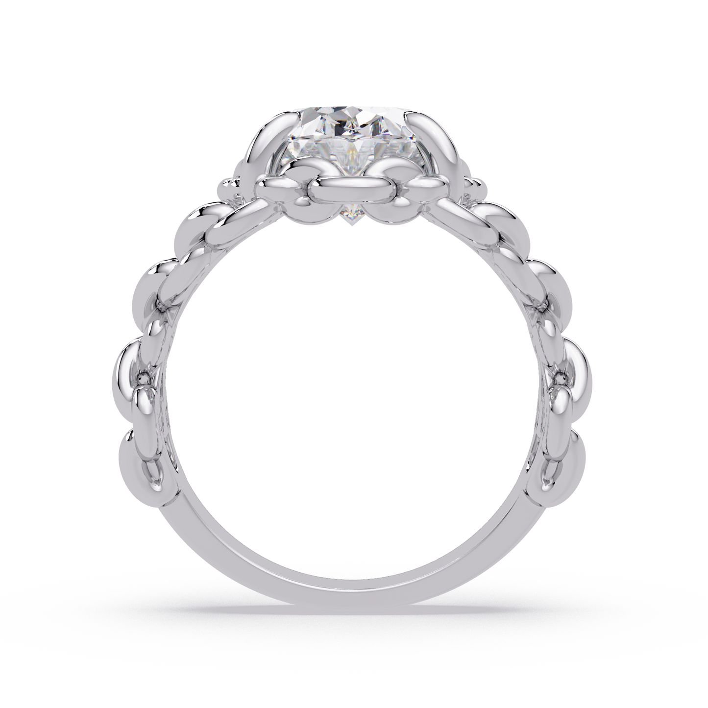 Oval Lab Grown Diamond Chain-Link Style Ring - HIGHCARAT DIAMONDS
