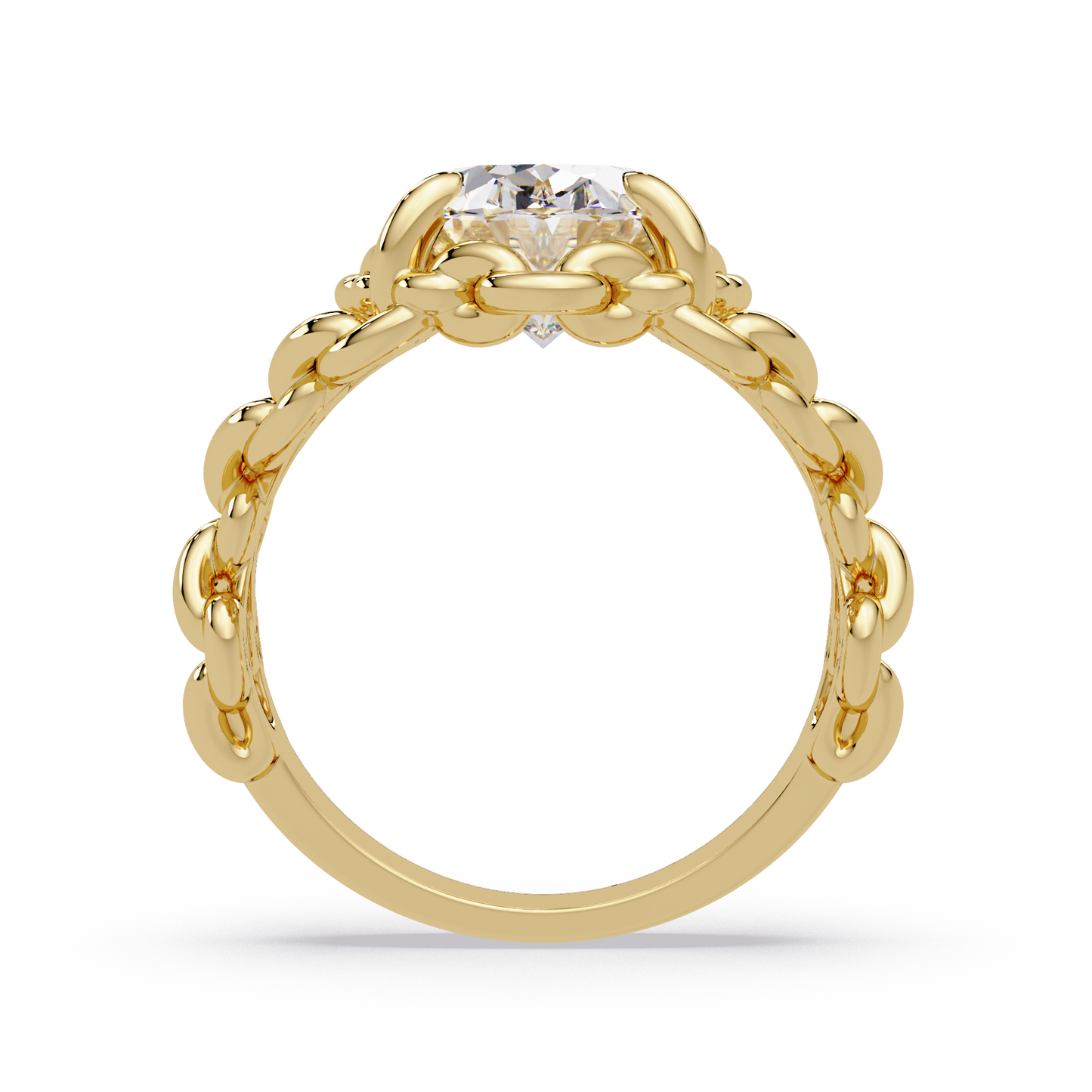 Oval Lab Grown Diamond Chain-Link Style Ring - HIGHCARAT DIAMONDS