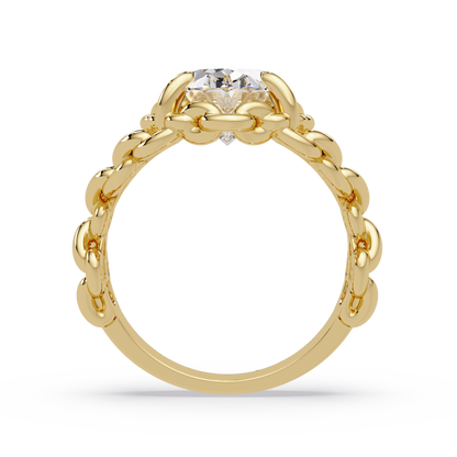 Oval Lab Grown Diamond Chain-Link Style Ring - HIGHCARAT DIAMONDS