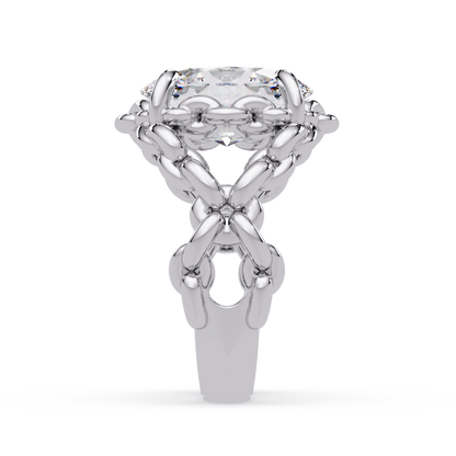Oval Lab Grown Diamond Chain-Link Style Ring - HIGHCARAT DIAMONDS