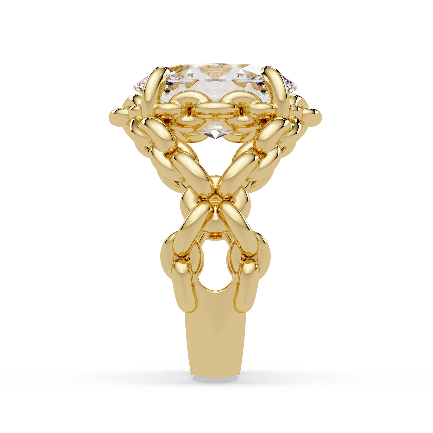 Oval Lab Grown Diamond Chain-Link Style Ring - HIGHCARAT DIAMONDS