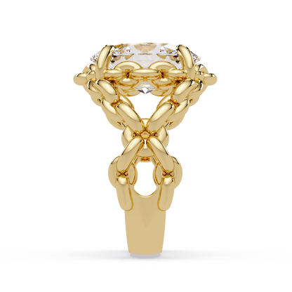 Oval Lab Grown Diamond Chain-Link Style Ring - HIGHCARAT DIAMONDS