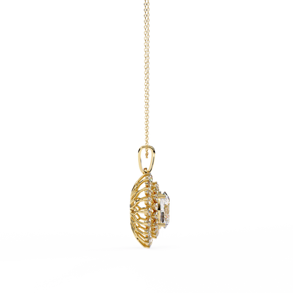 Sparkling oval pendant necklace with clustered diamonds