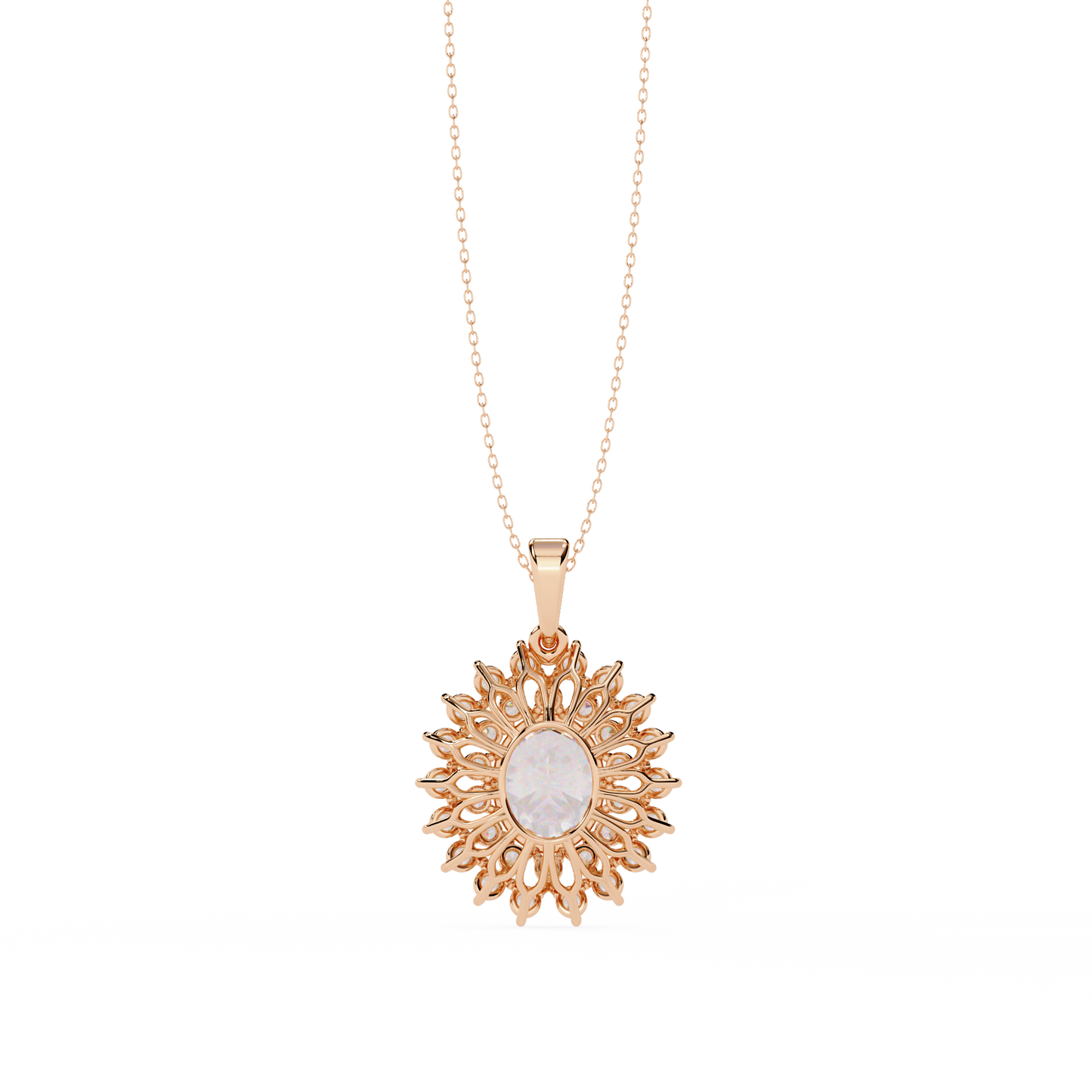 Round and oval lab grown diamond pendant necklace