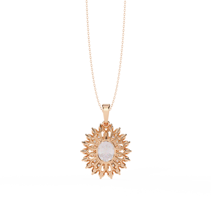 Round and oval lab grown diamond pendant necklace
