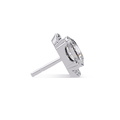 Oval Lab Grown Diamond Half Halo Stud Earrings - HIGHCARAT DIAMONDS