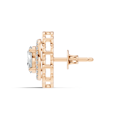 Oval and Round Shape Lab Grown Diamonds, Very Attractive And Shiny Diamond Earrings For Wedding Gift - HIGHCARAT DIAMONDS
