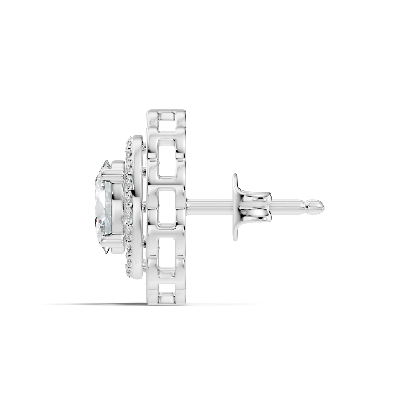 Oval and Round Shape Lab Grown Diamonds, Very Attractive And Shiny Diamond Earrings For Wedding Gift - HIGHCARAT DIAMONDS