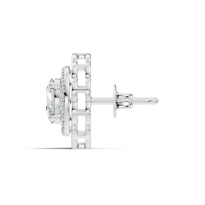 Oval and Round Shape Lab Grown Diamonds, Very Attractive And Shiny Diamond Earrings For Wedding Gift - HIGHCARAT DIAMONDS