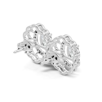 Oval and Round Shape Lab Grown Diamonds, Very Attractive And Shiny Diamond Earrings For Wedding Gift - HIGHCARAT DIAMONDS