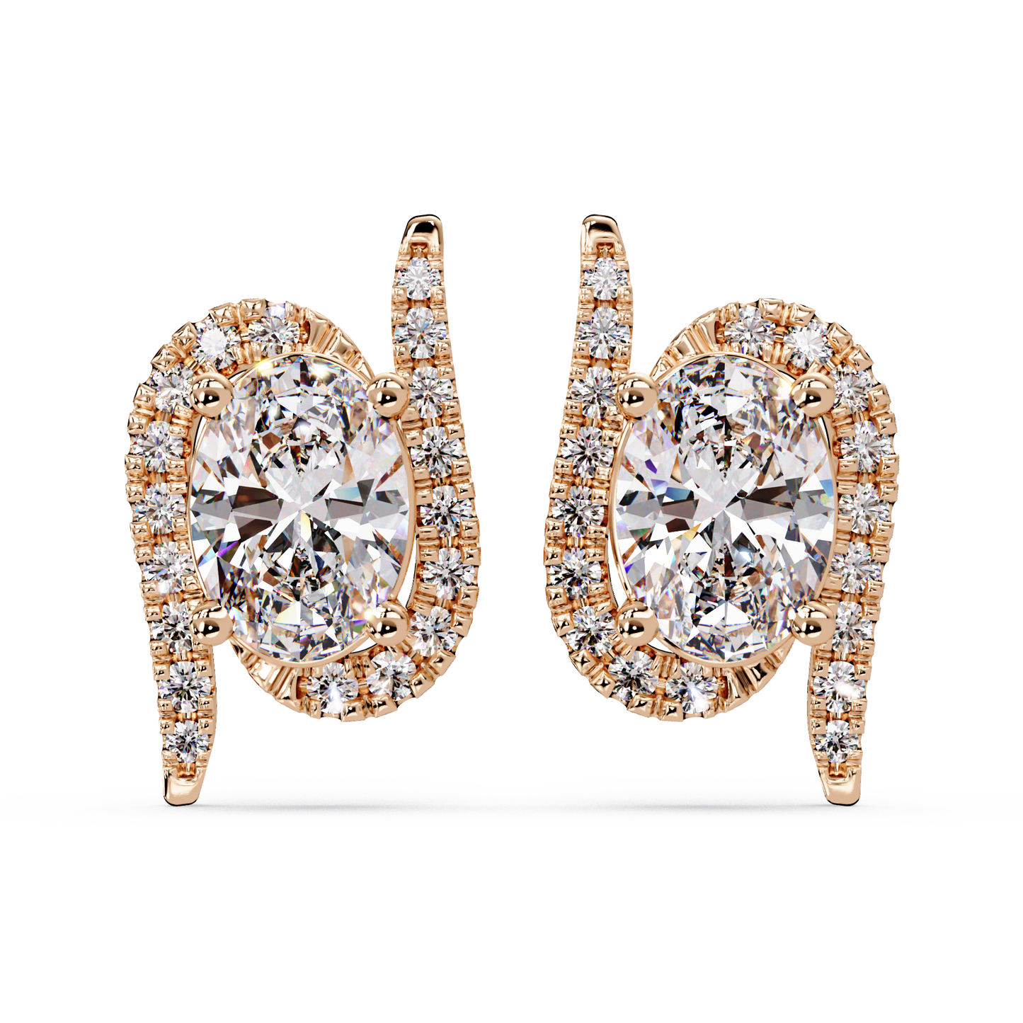 Oval Lab Grown Diamond Halo Solitaire Stud Earrings - HIGHCARAT DIAMONDS