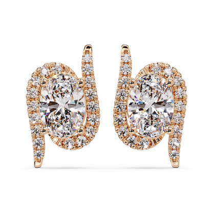Oval Lab Grown Diamond Halo Solitaire Stud Earrings - HIGHCARAT DIAMONDS