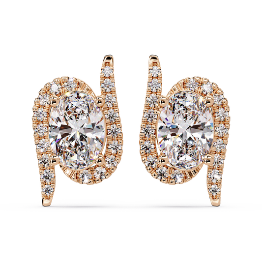 Oval Lab Grown Diamond Halo Solitaire Stud Earrings - HIGHCARAT DIAMONDS