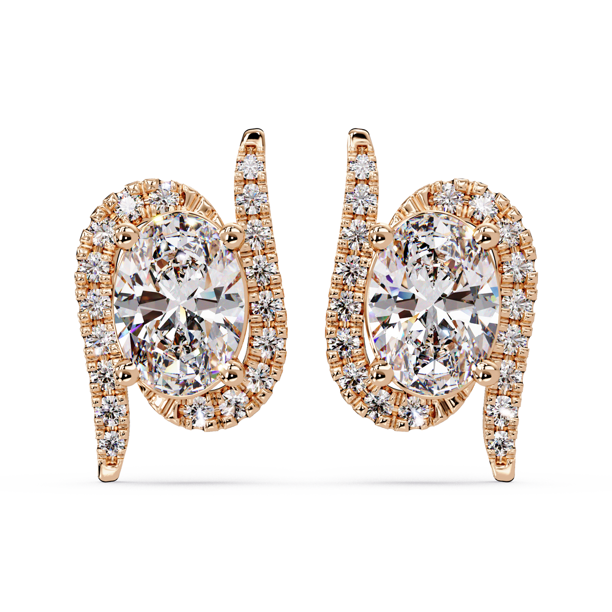 Oval Lab Grown Diamond Halo Solitaire Stud Earrings - HIGHCARAT DIAMONDS