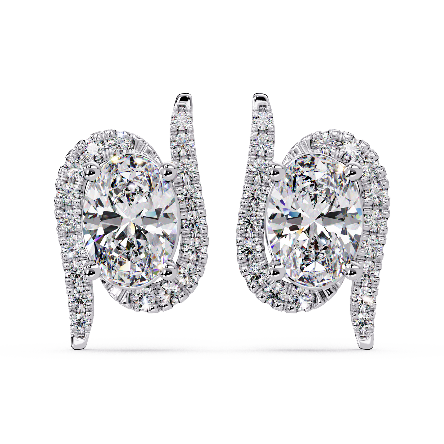Oval Lab Grown Diamond Halo Solitaire Stud Earrings - HIGHCARAT DIAMONDS