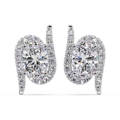 Oval Lab Grown Diamond Halo Solitaire Stud Earrings - HIGHCARAT DIAMONDS