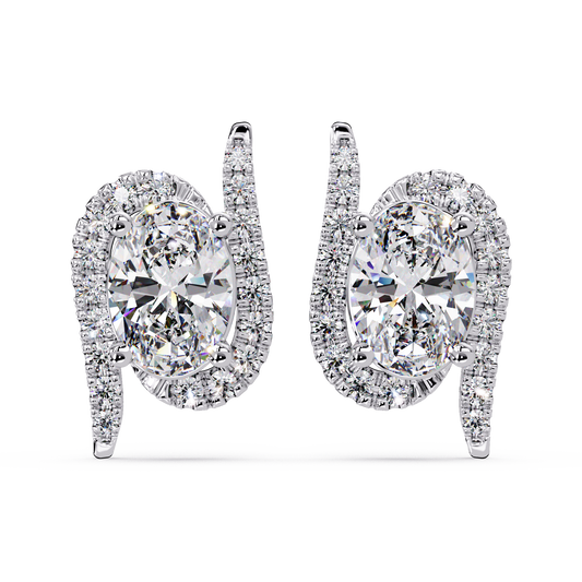 Oval Lab Grown Diamond Halo Solitaire Stud Earrings - HIGHCARAT DIAMONDS