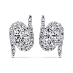 Oval Lab Grown Diamond Halo Solitaire Stud Earrings - HIGHCARAT DIAMONDS