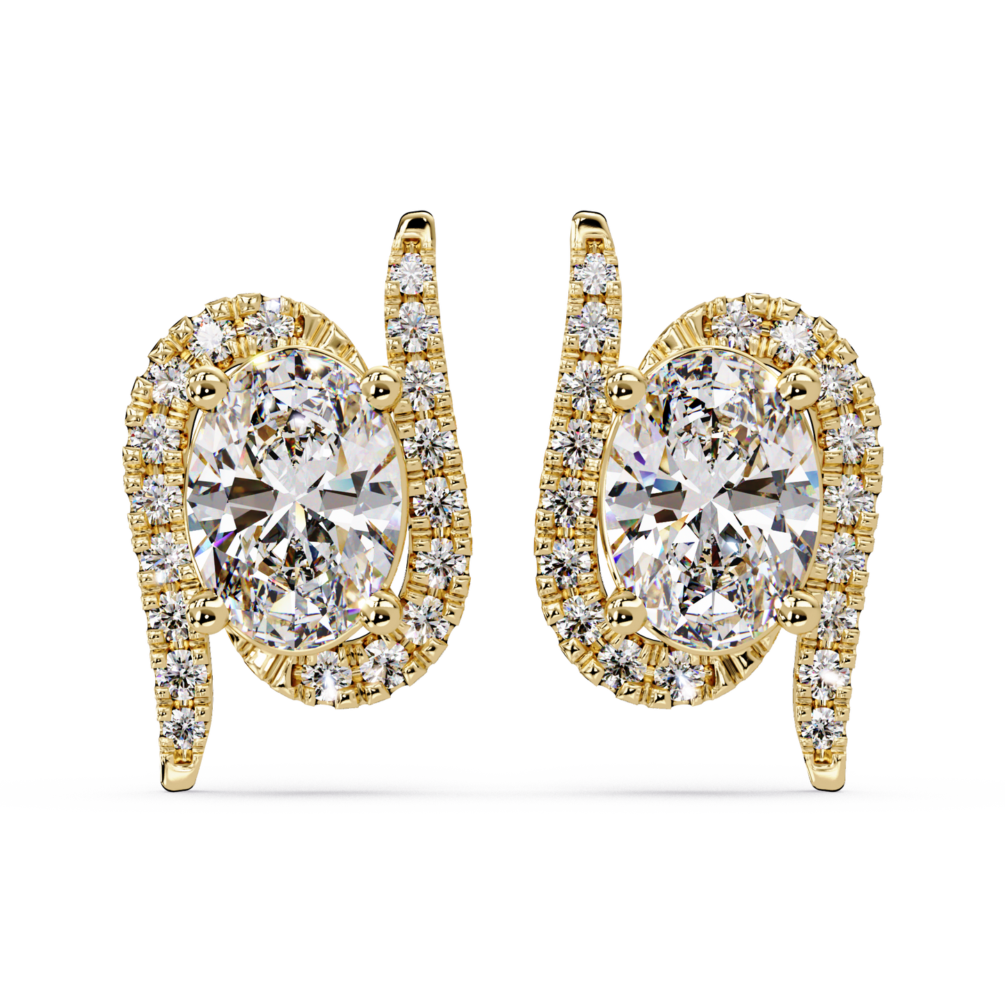 Oval Lab Grown Diamond Halo Solitaire Stud Earrings - HIGHCARAT DIAMONDS