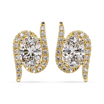 Oval Lab Grown Diamond Halo Solitaire Stud Earrings - HIGHCARAT DIAMONDS