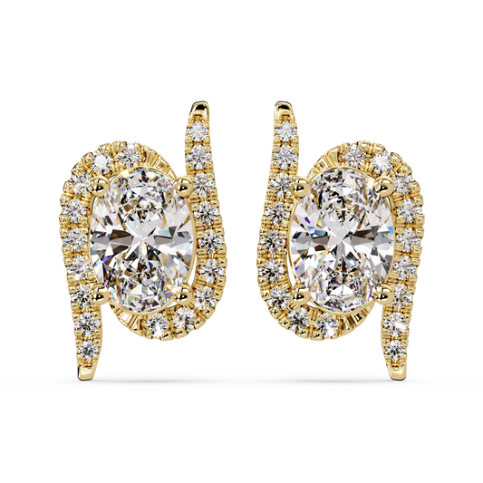Oval Lab Grown Diamond Halo Solitaire Stud Earrings - HIGHCARAT DIAMONDS