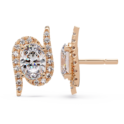 Oval Lab Grown Diamond Halo Solitaire Stud Earrings - HIGHCARAT DIAMONDS