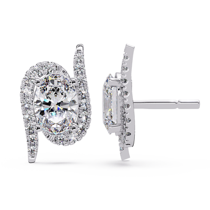Oval Lab Grown Diamond Halo Solitaire Stud Earrings - HIGHCARAT DIAMONDS