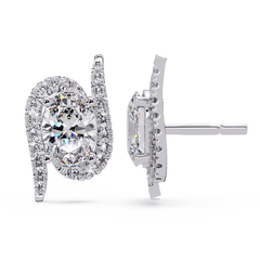Oval Lab Grown Diamond Halo Solitaire Stud Earrings - HIGHCARAT DIAMONDS