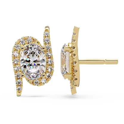 Oval Lab Grown Diamond Halo Solitaire Stud Earrings - HIGHCARAT DIAMONDS