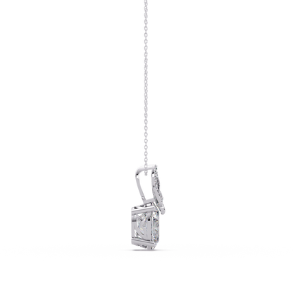 Oval Lab Grown Diamond Leaf Design Solitaire Pendant - HIGHCARAT DIAMONDS