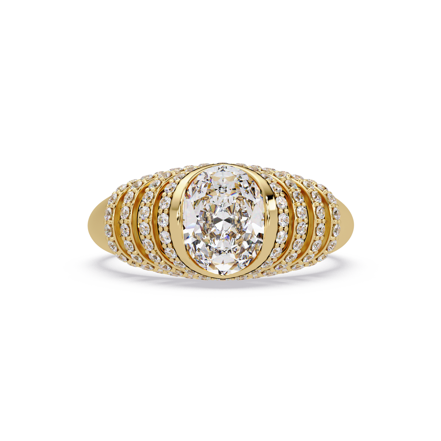 Oval Lab Grown Diamond Multi Row Halo Ring - HIGHCARAT DIAMONDS