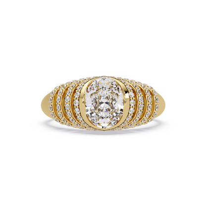 Oval Lab Grown Diamond Multi Row Halo Ring - HIGHCARAT DIAMONDS