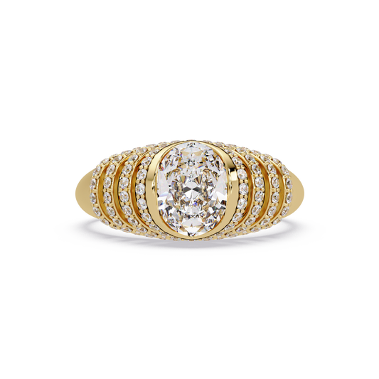Oval Lab Grown Diamond Multi Row Halo Ring - HIGHCARAT DIAMONDS