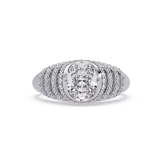 Oval Lab Grown Diamond Multi Row Halo Ring - HIGHCARAT DIAMONDS